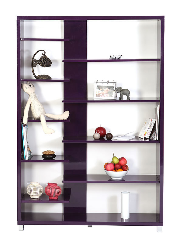 Biblioth&egrave;que design laqu&eacute;e violette VIXY