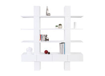 Biblioth&egrave;que &eacute;tag&egrave;re design laqu&eacute;e blanche NATHAN
