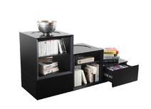 Biblioth&egrave;que meuble rangement  4 &eacute;tag&egrave;res 2 tiroirs noir up tu you by Dominique David