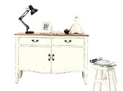 Buffet baroque blanc 2 portes 2 tiroirs ROSALA