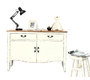 Buffet baroque blanc 2 portes 2 tiroirs ROSALA