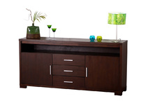 Buffet bas JAIRO 2 portes, 3 tiroirs - chene - coloris chocolat
