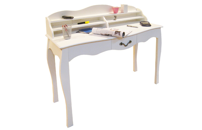Bureau baroque blanc 1 tiroir LOUISA
