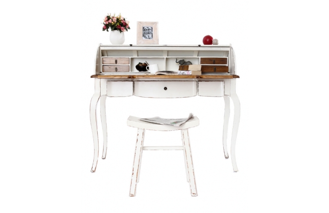 Bureau baroque bois blanc SOFIA