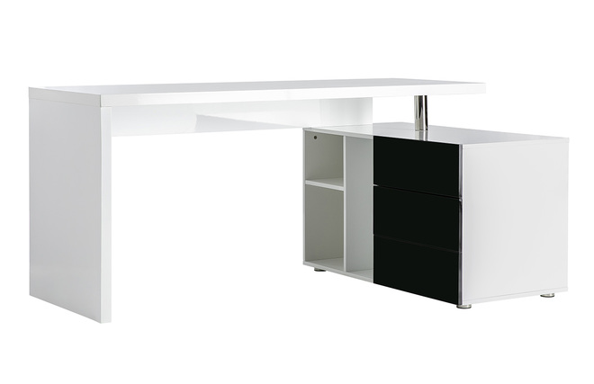 Bureau design blanc et noir laqu&eacute; amovible MAXI