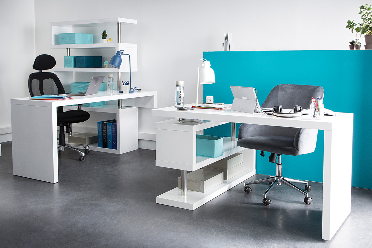 Bureau design blanc laqu&eacute; amovible MAX