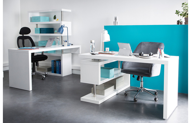 Bureau design blanc laqu&eacute; amovible MAX