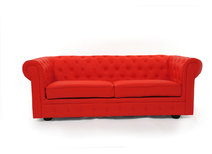 Canap&eacute; Chesterfield 3 places coloris rouge