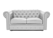 Canap&eacute; Chesterfield argent 2 places design