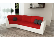 Canap&eacute; convertible 3 places en coton rouge et blanc