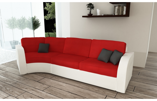 Canap&eacute; convertible 3 places en coton rouge et blanc