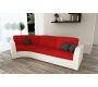 Canap&eacute; convertible 3 places en coton rouge et blanc
