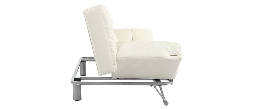 Canap&eacute; convertible cuir blanc 3 places Manhattan 