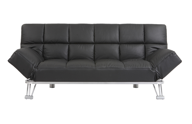 Canap&eacute; convertible cuir noir 3 places Manhattan
