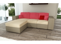Canap&eacute; d'angle 4 &agrave; 5 places beige, naturel et corail COCO CORAIL by Cococerise