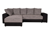 Canap&eacute; d'angle convertible design 4-5 places gris et noir IOAWA