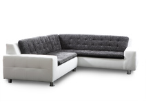 Canap&eacute; d'angle design 4-5 places gris et blanc KINLEY