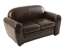 Canap&eacute; enfant 2 places en cuir marron - BABY CLUB