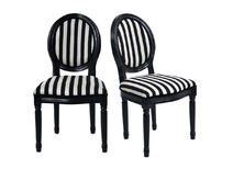 Chaise baroque salle &agrave; manger noir et blanc MEDAILLON (lot de 2)
