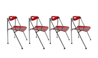 Chaise design plexiglas rouge pliante JULIE (lot de 4)