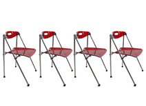 Chaise design plexiglas rouge pliante JULIE (lot de 4)
