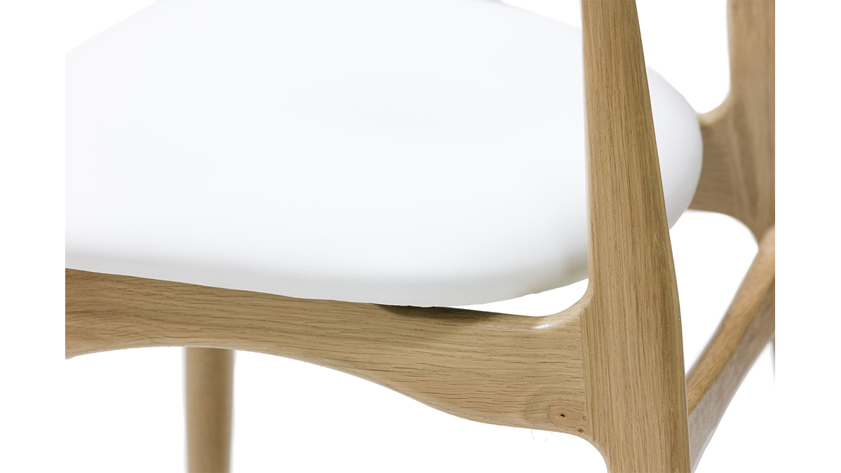 Chaises design blanc et bois clair chne massif (lot de 2) VICKY