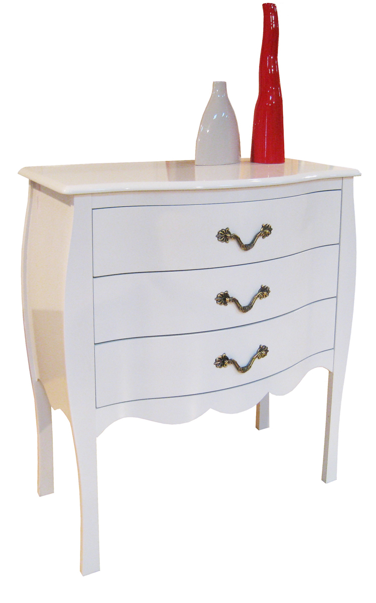 Commode baroque blanche 3 tiroirs LOUISA
