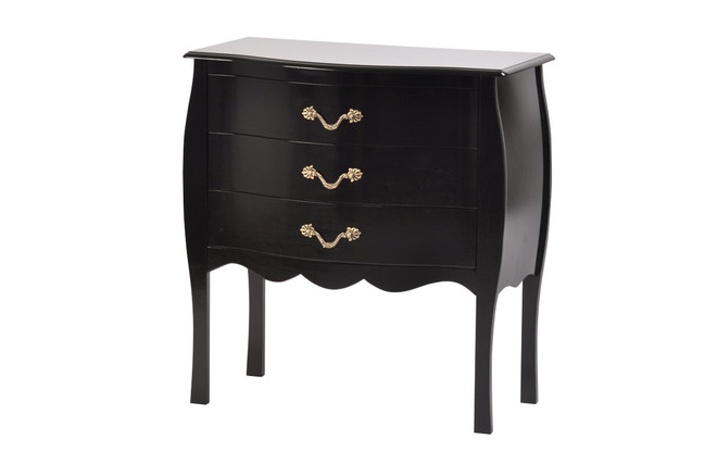 Commode baroque noire 3 tiroirs Louisa