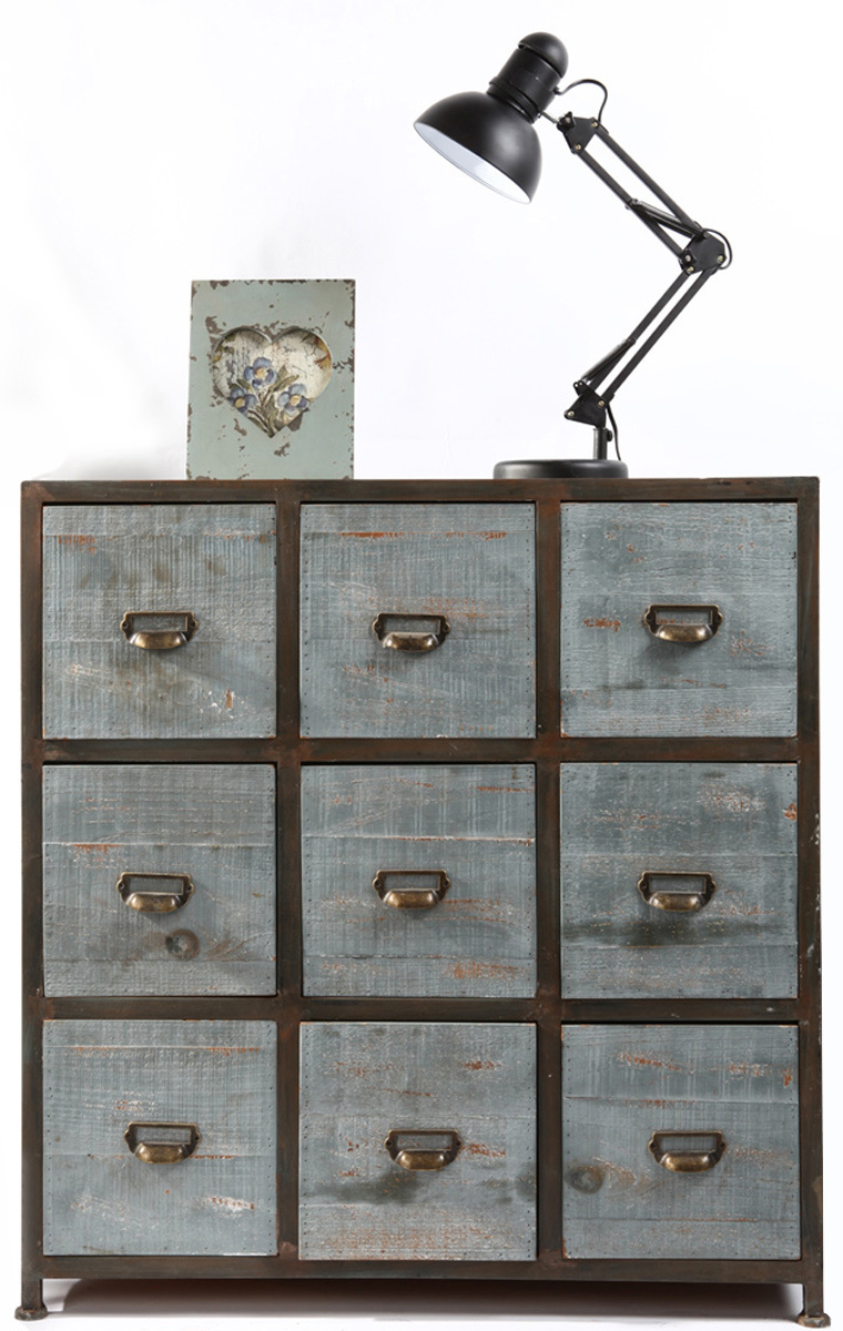 Commode bois industrielle 9 tiroirs Willard