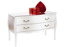 Commode / chevet baroque blanc 2 tiroirs Louisa