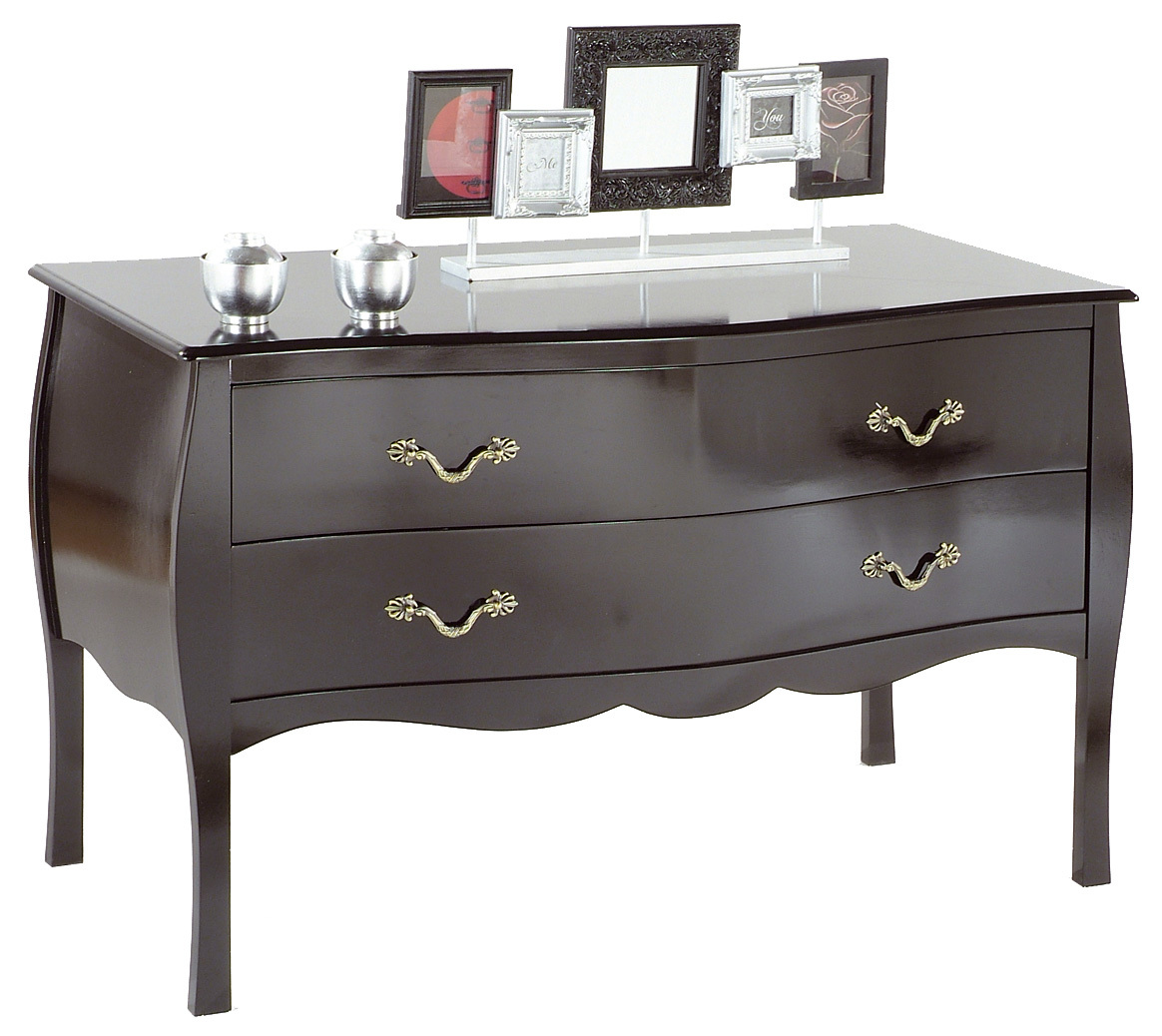 Commode / chevet baroque noir 2 tiroirs Louisa