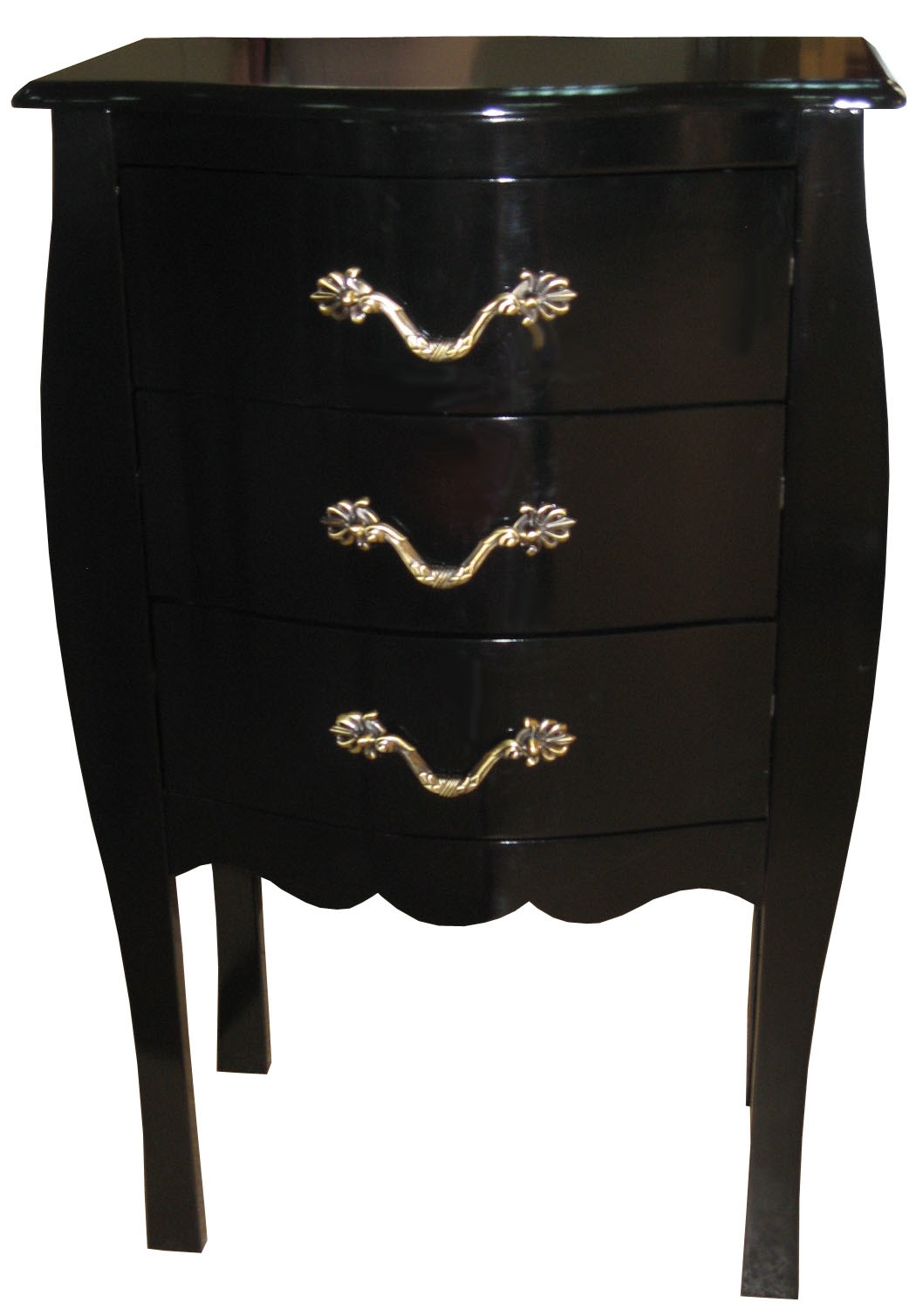 Commode / chevet baroque noir 3 tiroirs Louisa