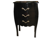Commode / chevet baroque noir 3 tiroirs Louisa