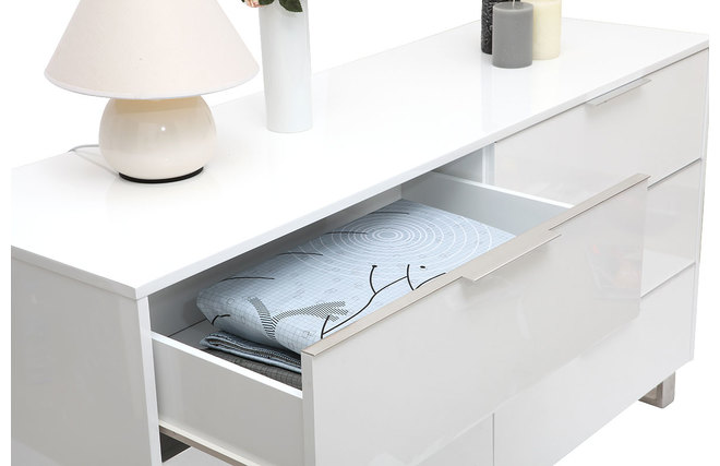 Commode design laqu&eacute;e blanche HALIFAX
