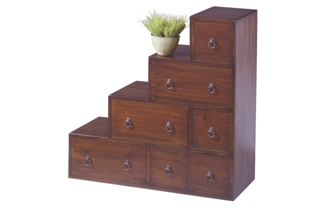 Etag&egrave;re escalier, meuble de rangement  acajou RADJAH
