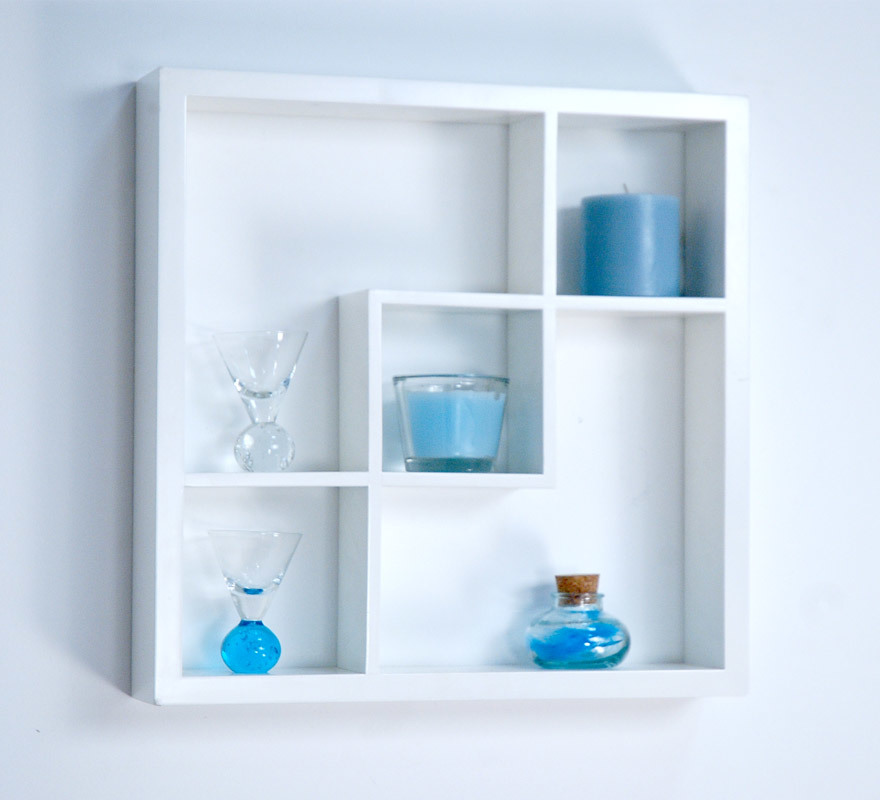 Etag&egrave;re murale moderne blanche en bois Madison