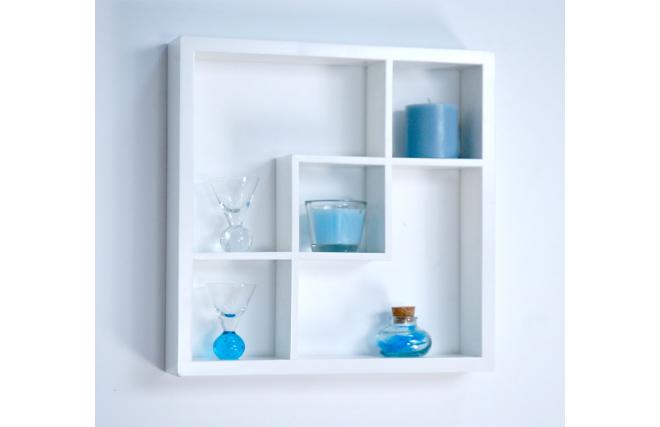 Etag&egrave;re murale moderne blanche en bois Madison