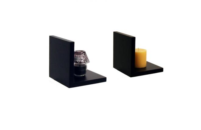 Etag&egrave;re murale noire en bois Cascade L (lot de 2)