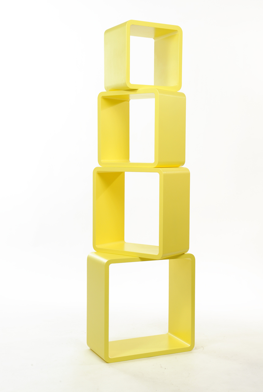 Etag&egrave;re Pop jaune Carr&eacute;e (lot de 4)