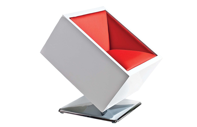 Fauteuil / chaise design blanc et rouge SQUARE BOX 