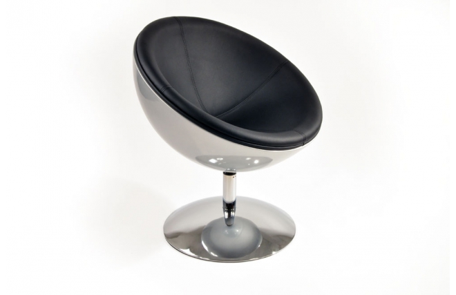 Fauteuil / chaise design r&eacute;tro argent et noir Stanley