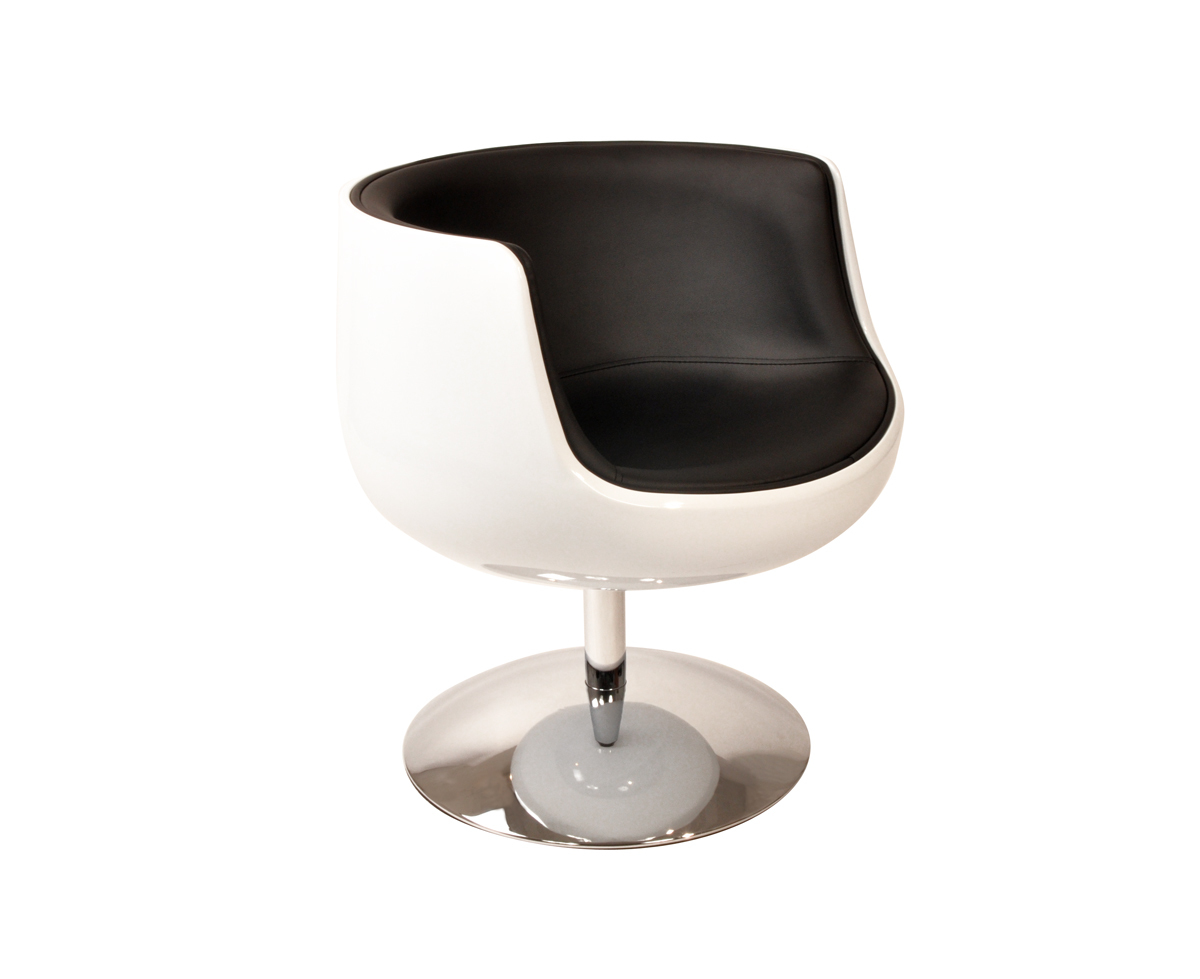 Fauteuil / chaise design r&eacute;tro blanc et noir Brady