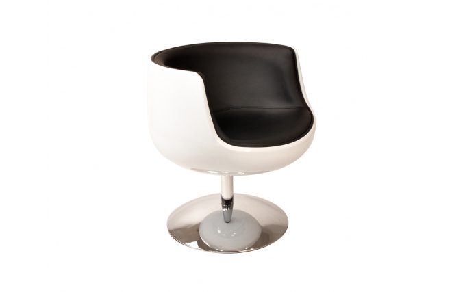Fauteuil / chaise design r&eacute;tro blanc et noir Brady