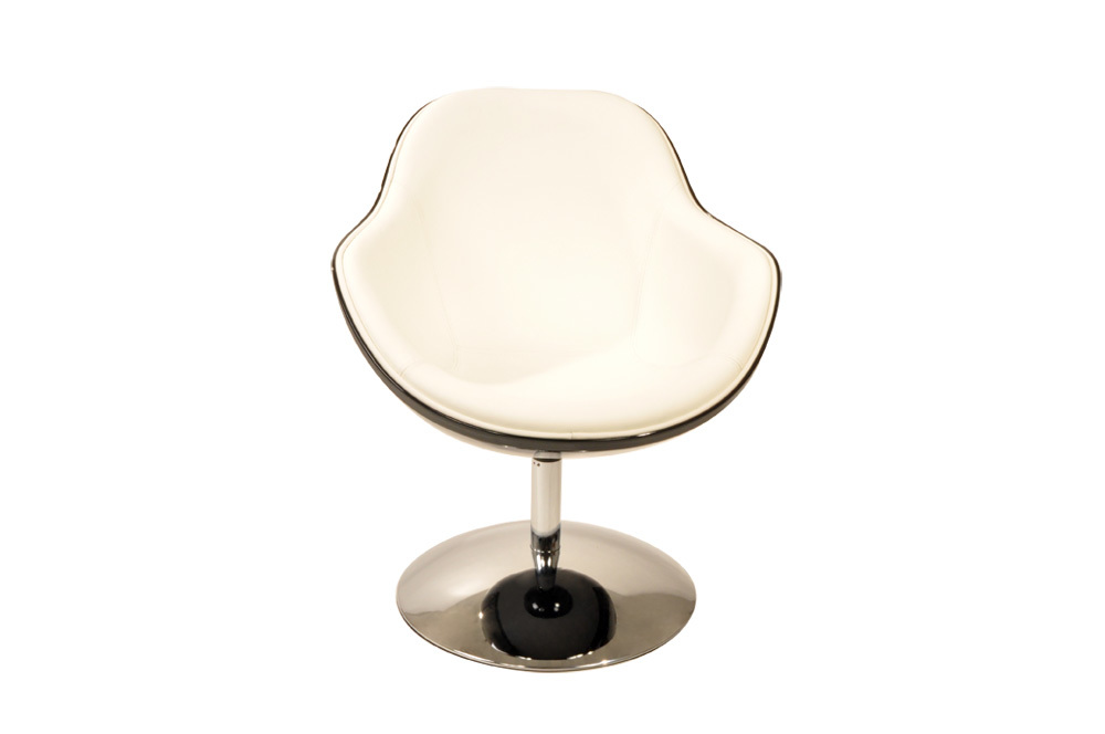 Fauteuil / chaise design r&eacute;tro blanc et noir Solly