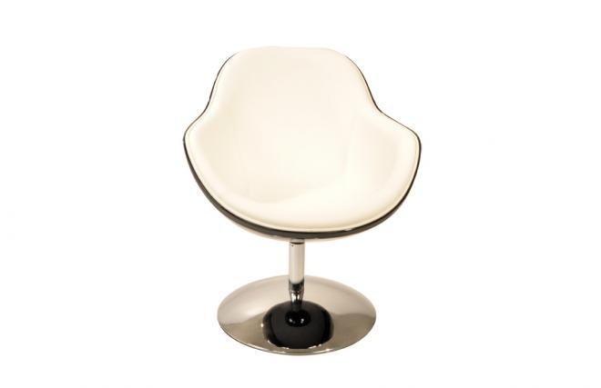Fauteuil / chaise design r&eacute;tro blanc et noir Solly