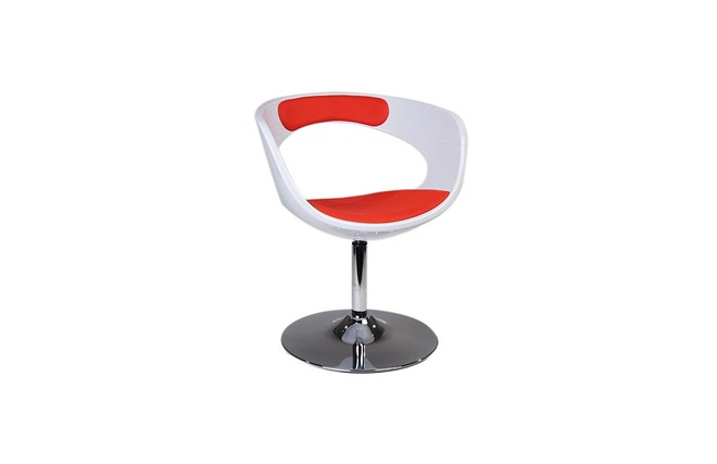 Fauteuil / chaise design r&eacute;tro blanc et rouge GROOVY
