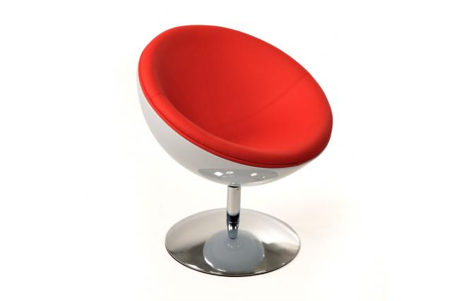 Fauteuil / chaise design r&eacute;tro blanc et rouge Stanley