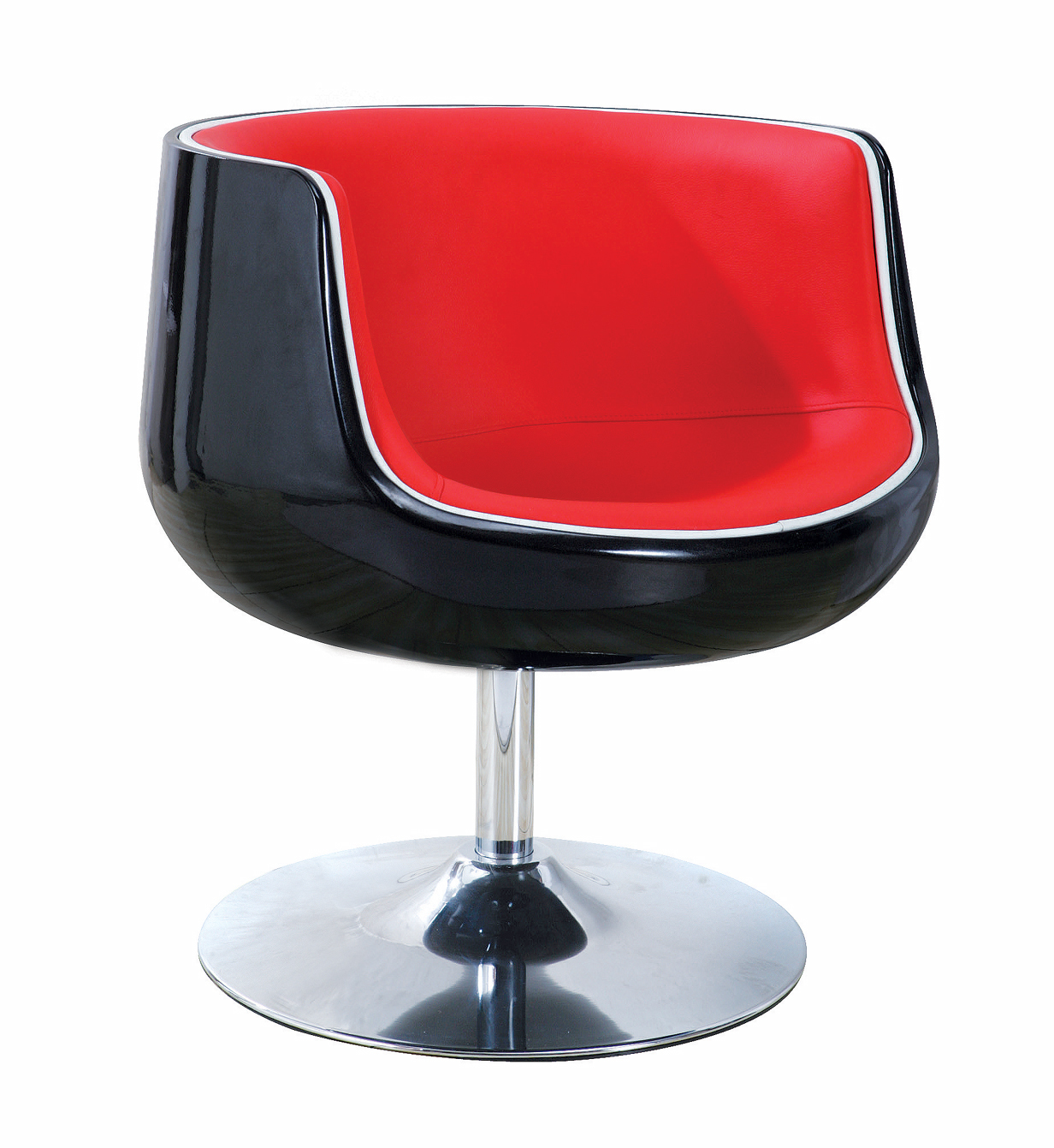Fauteuil / chaise design r&eacute;tro noir et rouge Brady