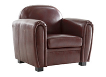 Fauteuil Club cuir marron clair - cro&ucirc;te de cuir