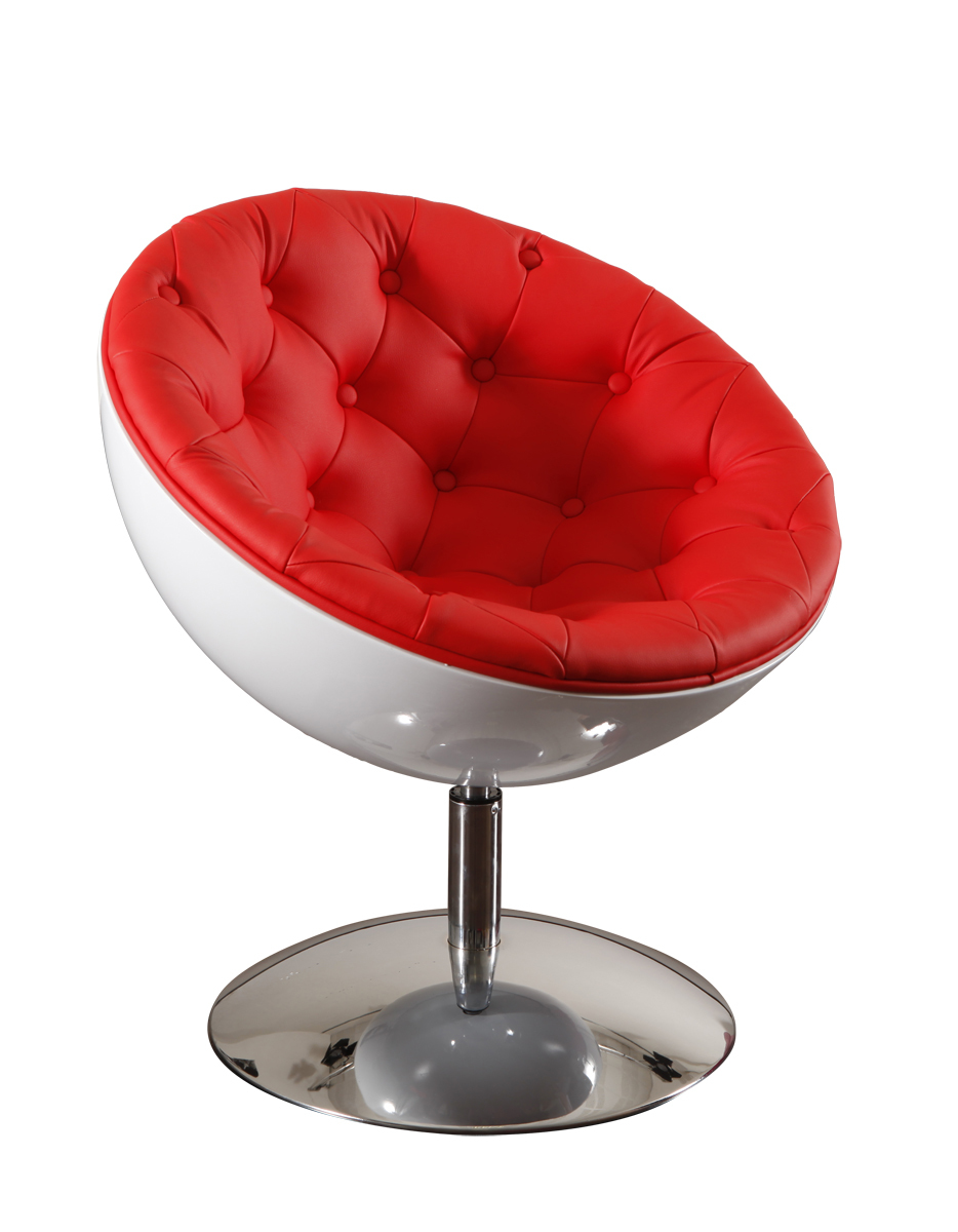Fauteuil design r&eacute;tro blanc et rouge New Stanley
